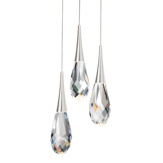 Hibiscus LED 3-Light Pendant - Polished Nickel Finish