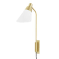 Load image into Gallery viewer, Hooke Swing Arm Plug-In Wall Sconce - Aged Brass Finish
