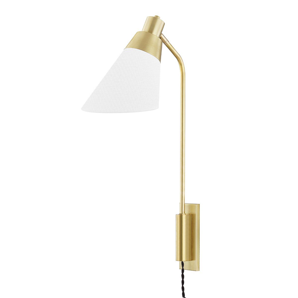 Hooke Swing Arm Plug-In Wall Sconce - Aged Brass Finish