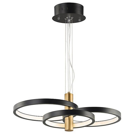 Hoopla 3-Light LED Pendant - Black & Gold
