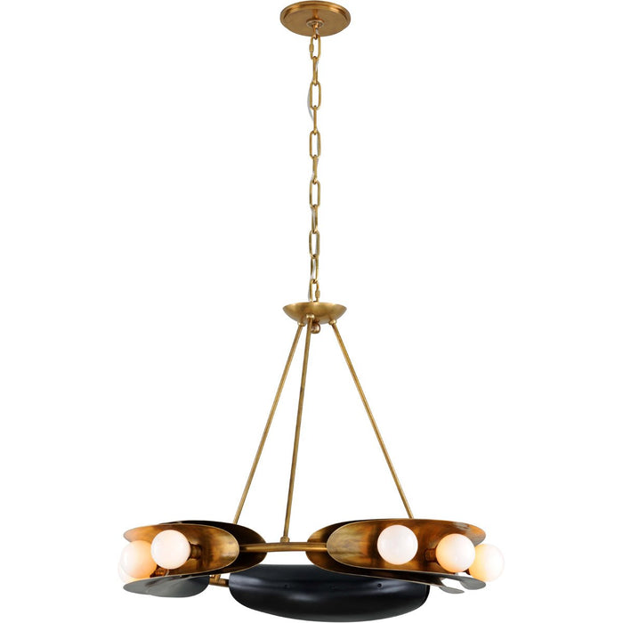 Hopper 9 Light Chandelier - Vintage Brass Bronze Accents
