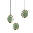 Load image into Gallery viewer, Horo 3-Light Chandelier - Brushed Brass Finish with Green Glass
