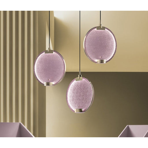Horo 3-Light Chandelier - Brushed Brass Finish with Pink Glass