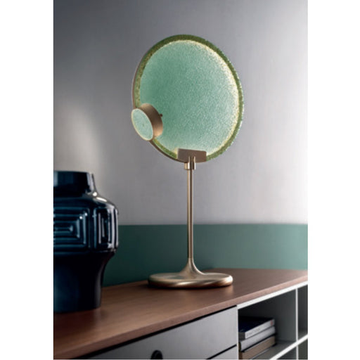 Horo Table Lamp - Brushed Brass Finish with Green Glass