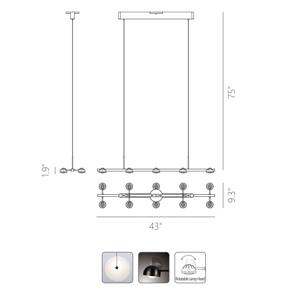 Horoscope 10-Light Linear Suspension - Digram