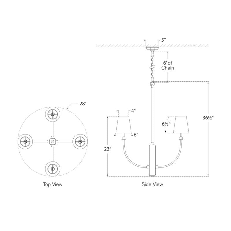 Hulton Medium Chandelier - Diagram