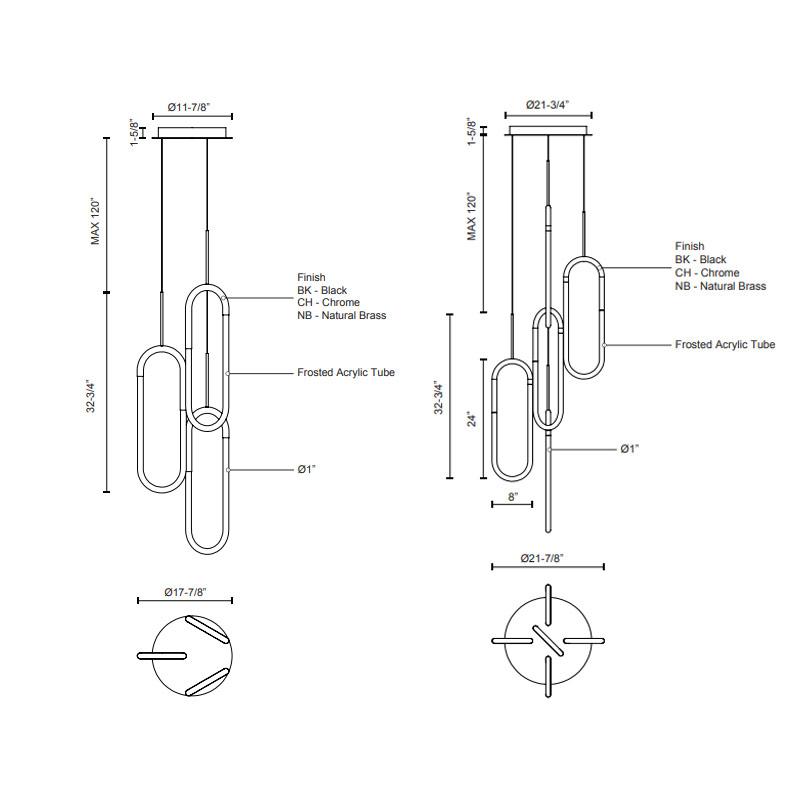 Huron Multi-Light Pendant - Diagram