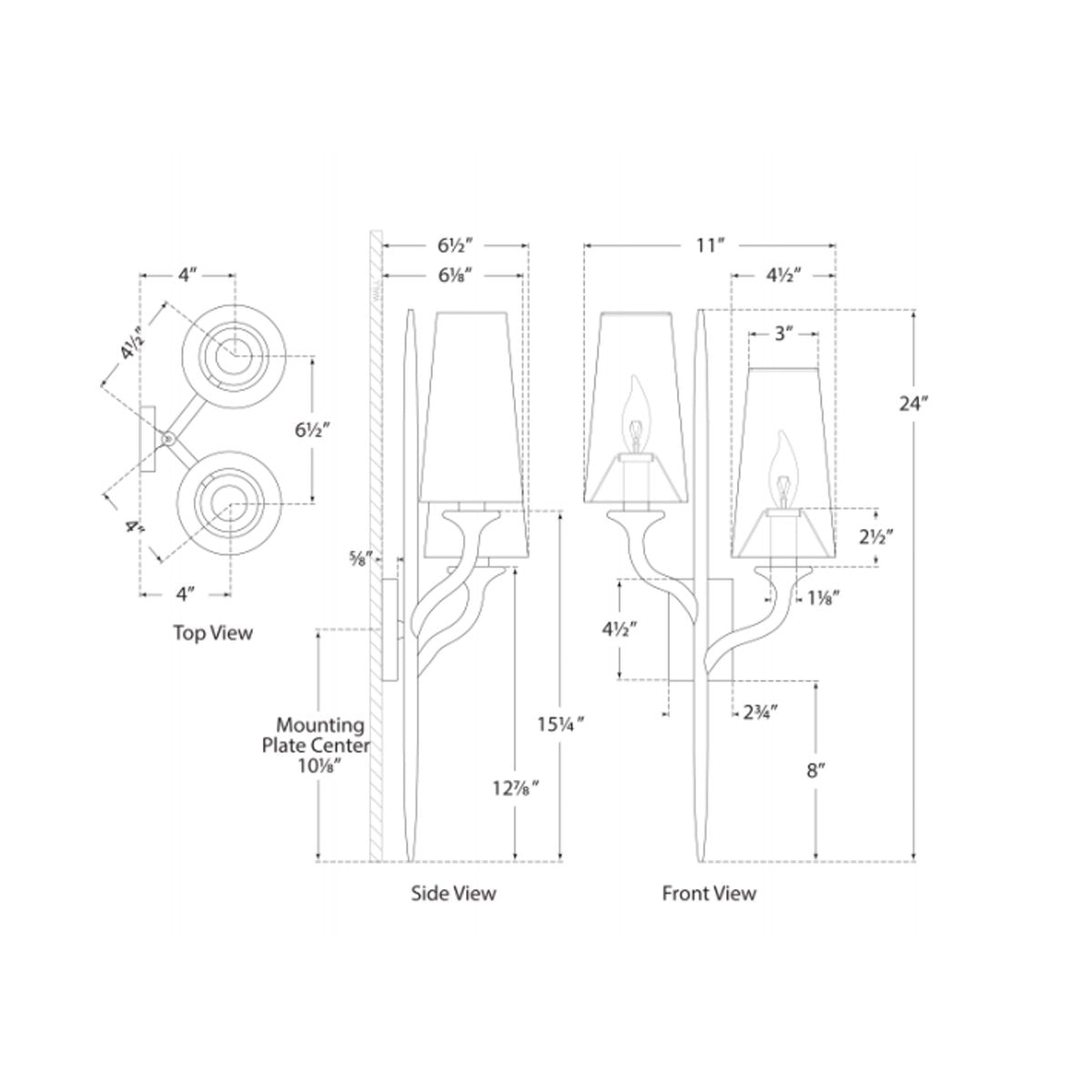 Iberia Double Sconce - Diagram