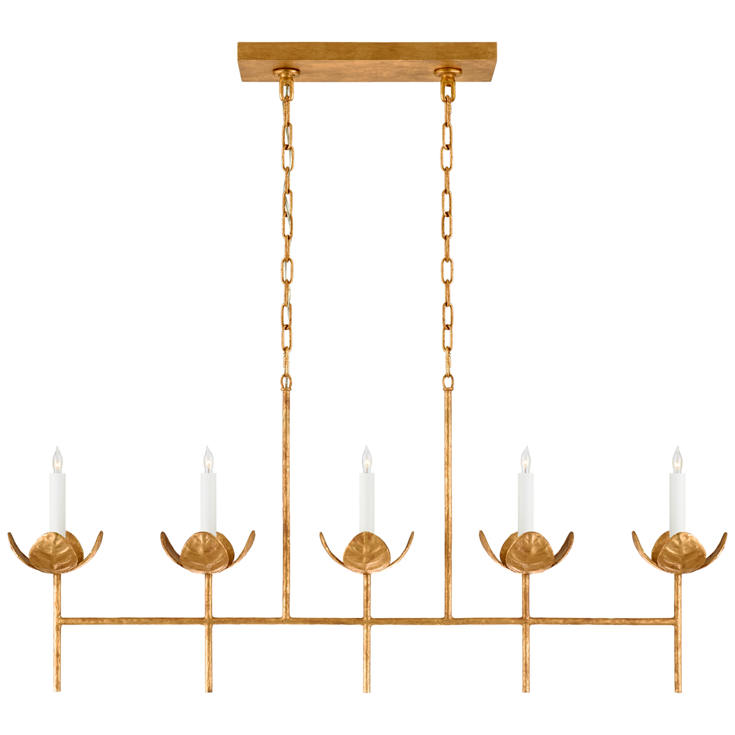 Illana Large Linear Chandelier - Antique Gold Leaf Finish