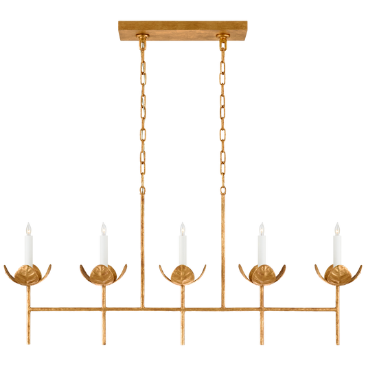 Illana Large Linear Chandelier - Antique Gold Leaf Finish