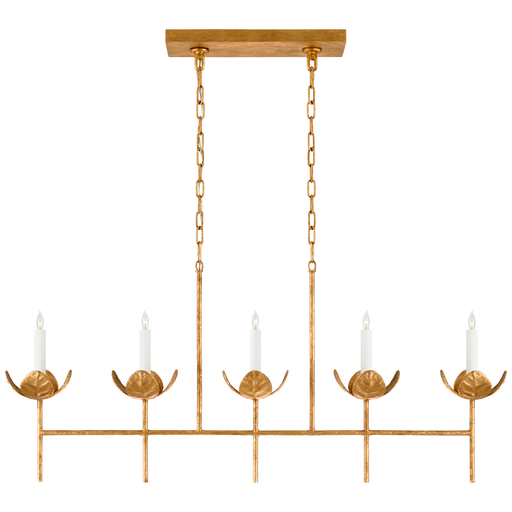 Illana Large Linear Chandelier - Antique Gold Leaf Finish