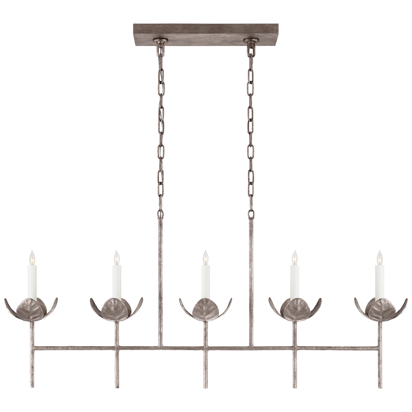 Illana Large Linear Chandelier - Burnished Silver Leaf Finish