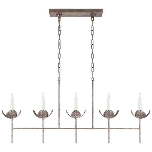 Illana Large Linear Chandelier - Burnished Silver Leaf Finish