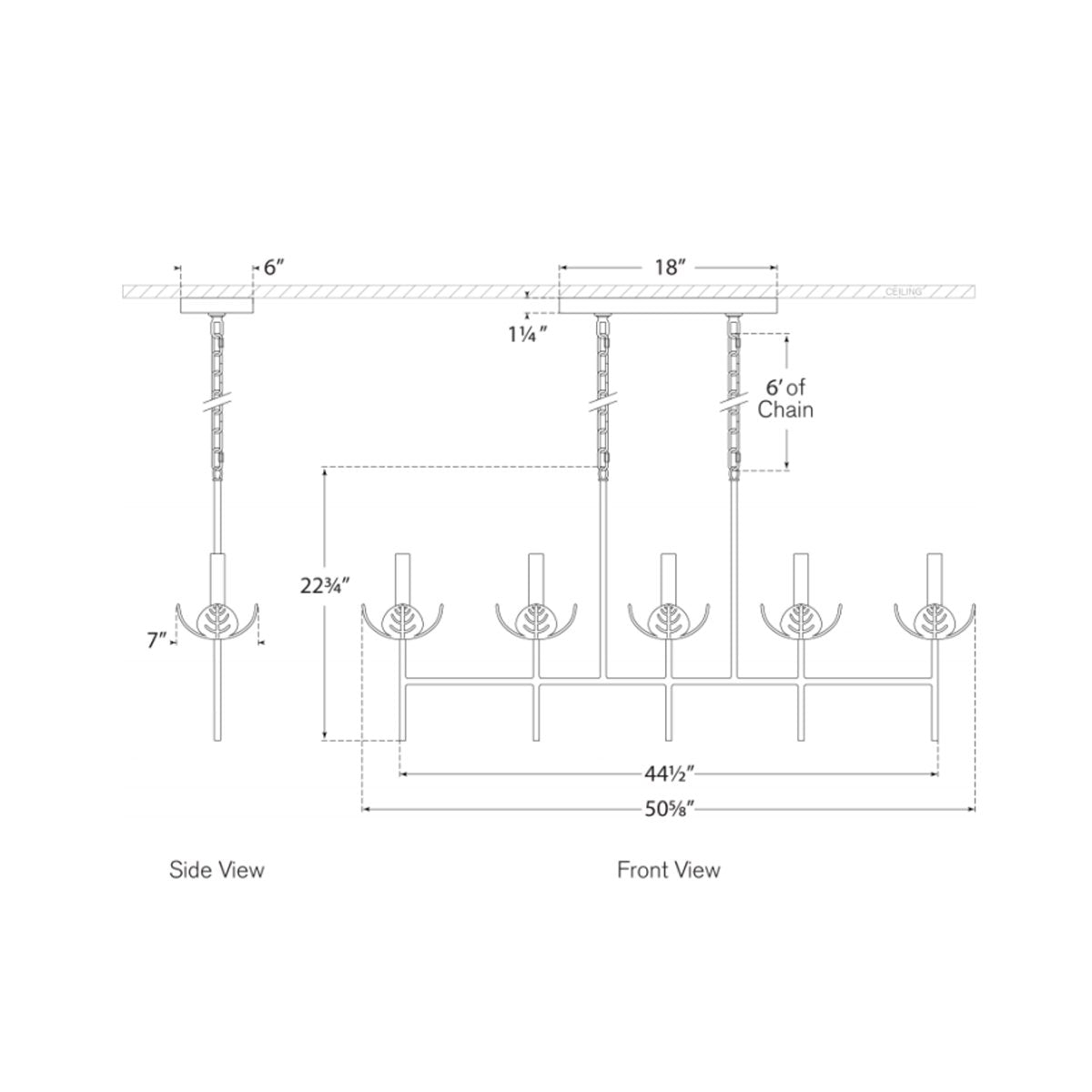 Illana Large Linear Chandelier - Diagram