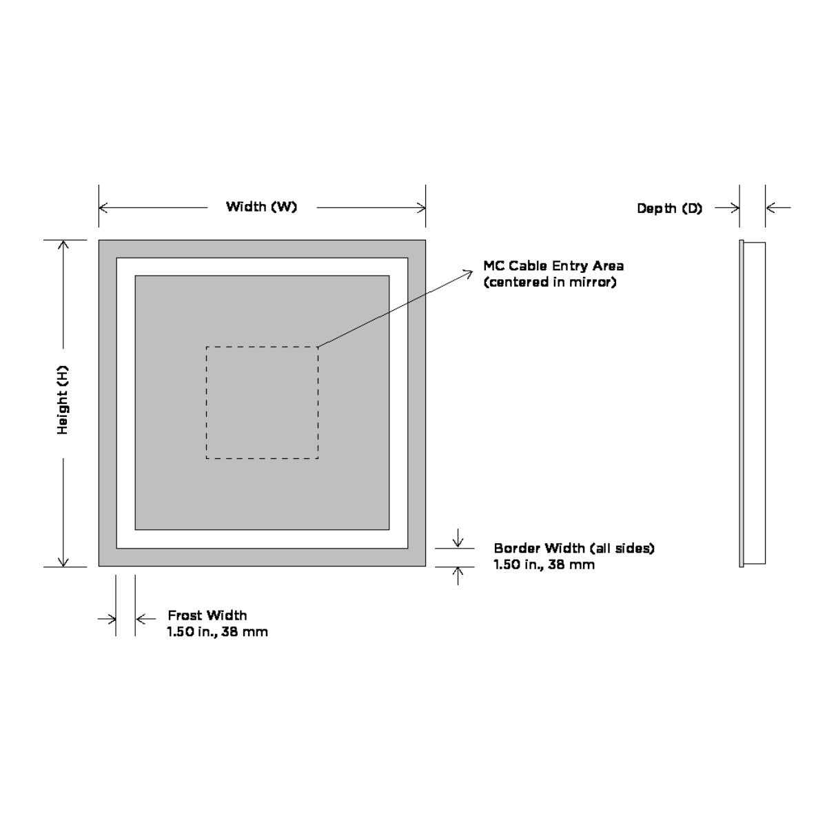 Integrity Lighted Mirror Display Diagram