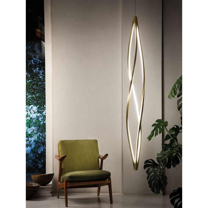 In the Wind Vertical LED Pendant - Matte Gold Finish