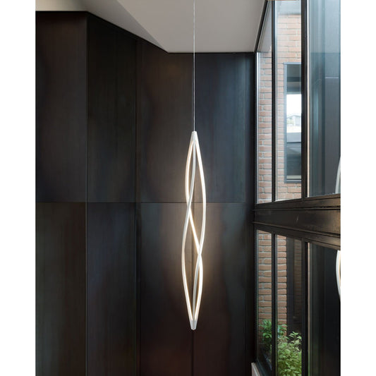 In the Wind Vertical LED Pendant - Matte White Finish