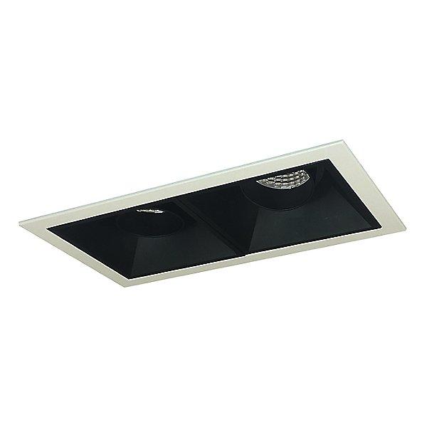Iolite MLS LED Adjustable Snoot and Wall Wash Two Head Trim Set - Black Trim with Matte Powder White Flange