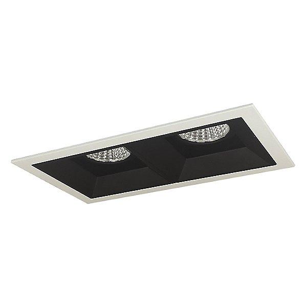 Iolite MLS LED Adjustable Snoot and Wall Wash Two Head Trim Set - Black Trim with Matte Powder White Flange