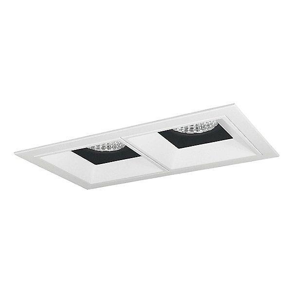 Iolite MLS LED Adjustable Snoot and Fixed Downlight Two Head Trim Set - Black/White Trim with Matte Powder White Flange