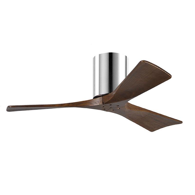 Irene Hugger 3-Blade Ceiling Fan - Polished Chrome Finish with Walnut Blades