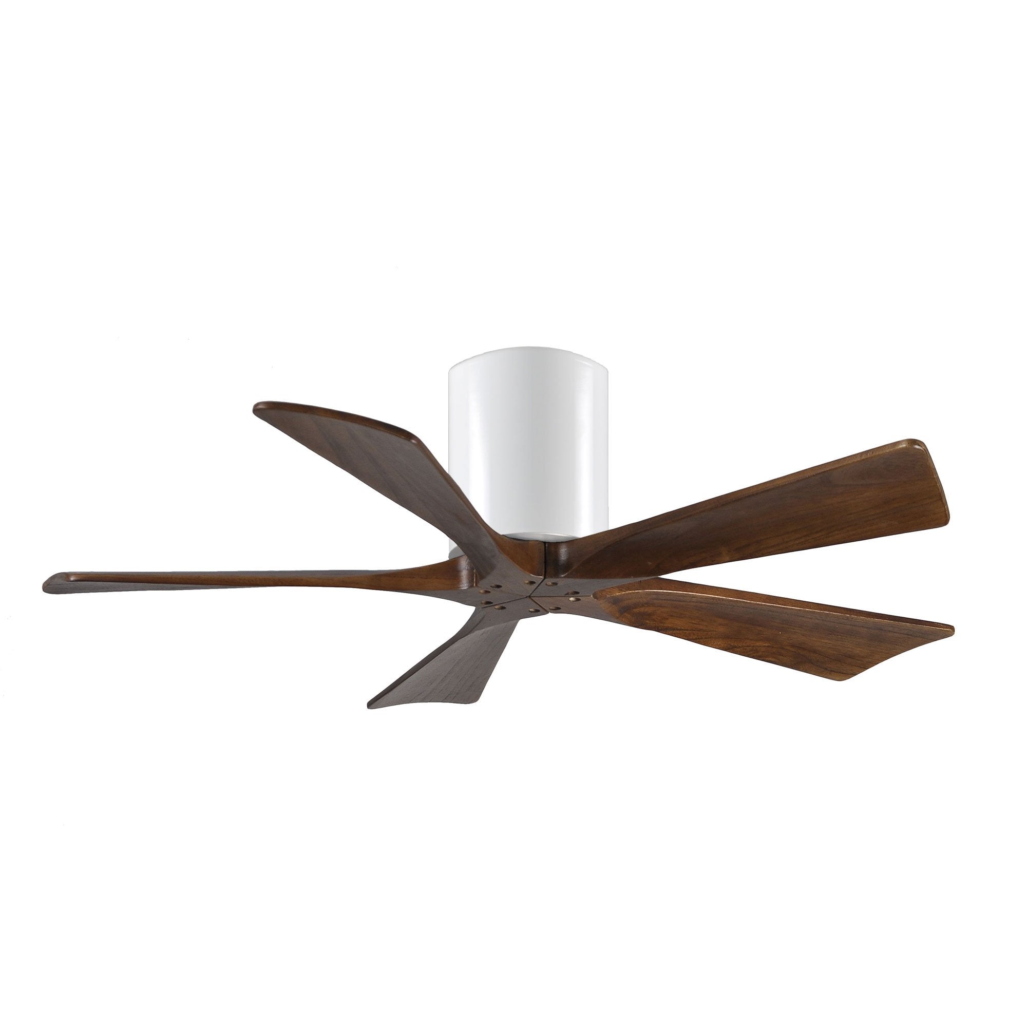 Irene Hugger 5-Blade Ceiling Fan - Gloss White Finish with Walnut Blades