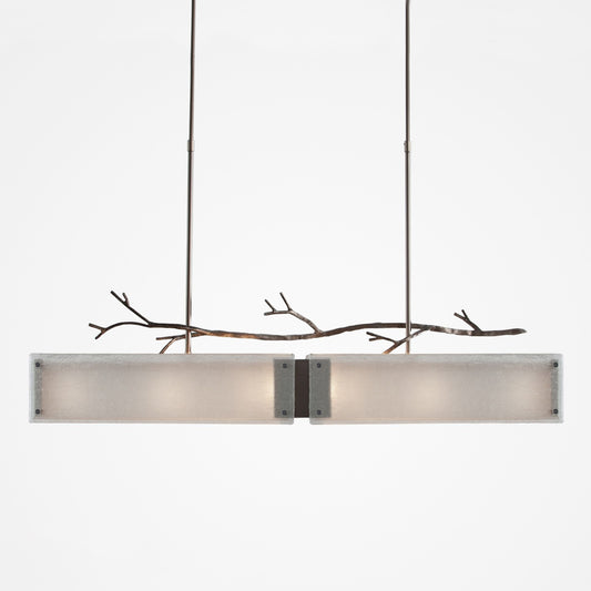 Ironwood Linear Suspension Light - Satin Nickel/Frosted Granite