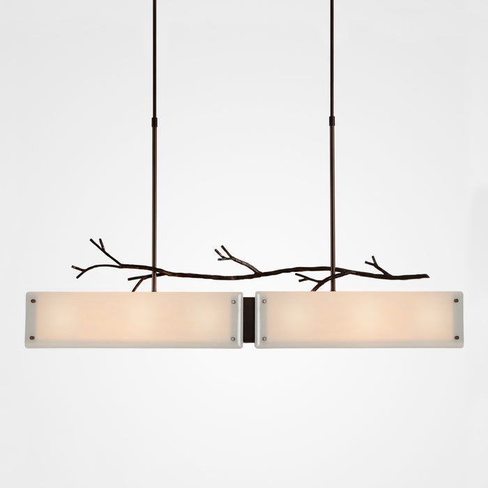 Ironwood Linear Suspension Light - Oiled Rubbed Bronze/Ivory Wisp