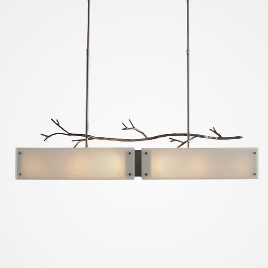 Ironwood Linear Suspension Light - Satin Nickel/Ivory Wisp