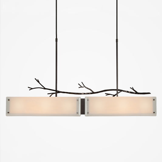 Ironwood Linear Suspension Light - Gunmetal/Ivory Wisp