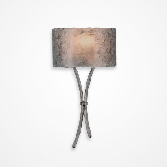 Ironwood Sprout Glass Wall Sconce - Satin Nickel/Smoke Granite