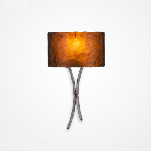 Ironwood Sprout Glass Wall Sconce - Satin Nickel/Bronze Granite