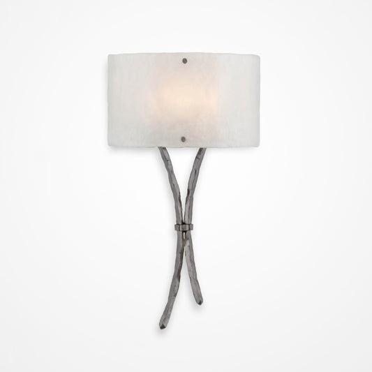 Ironwood Sprout Glass Wall Sconce - Satin Nickel/Frosted Granite