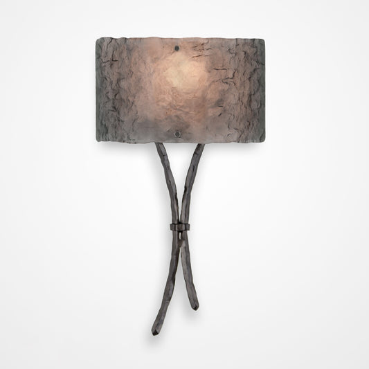 Ironwood Sprout Glass Wall Sconce - Gunmetal/Smoke Granite