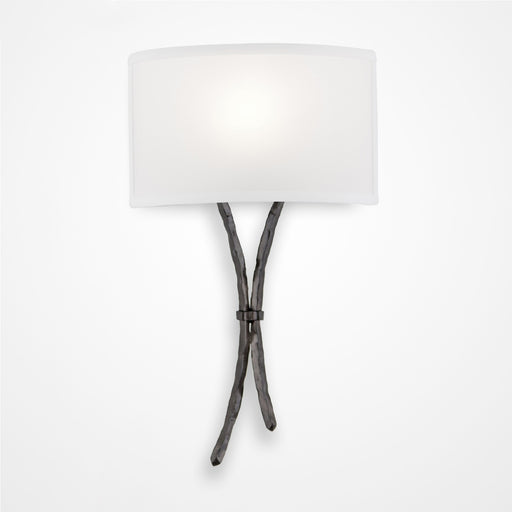Ironwood Sprout Linen Wall Sconce - Gunmetal/Linen Shade