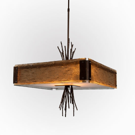 Ironwood Square Chandelier - Oiled Rubbed Bronze/Bronze Granite