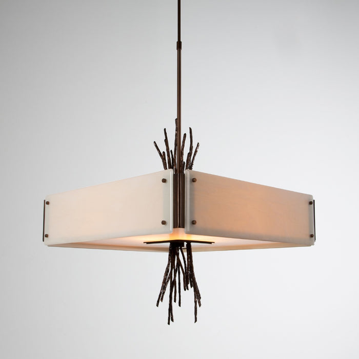 Ironwood Square Chandelier - Oiled Rubbed Bronze/Ivory Wisp