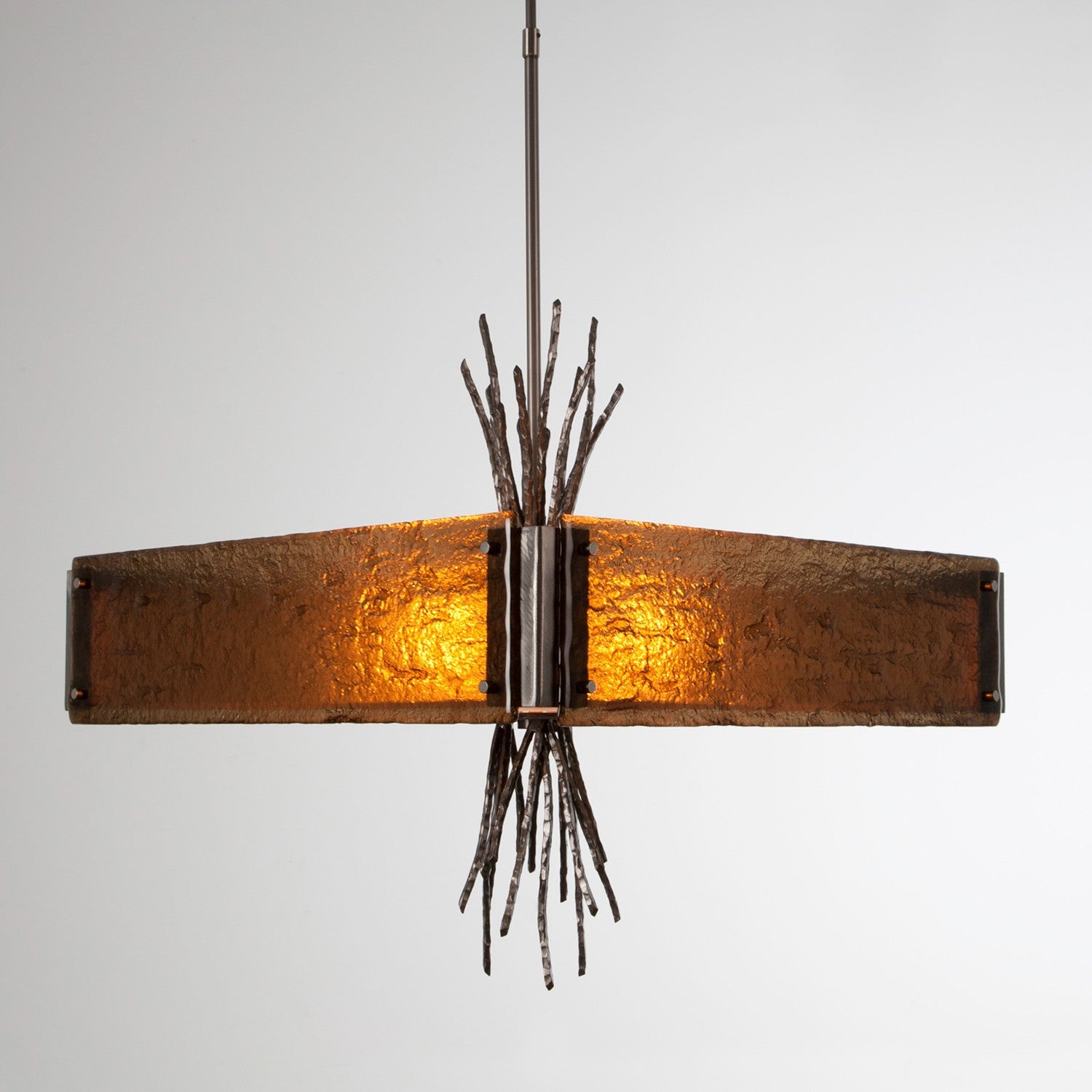 Ironwood Square Chandelier - Satin Nickel/Bronze Granite