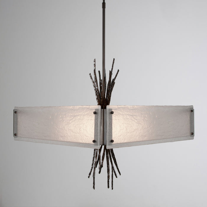 Ironwood Square Chandelier - Gunmetal/Frosted Granite