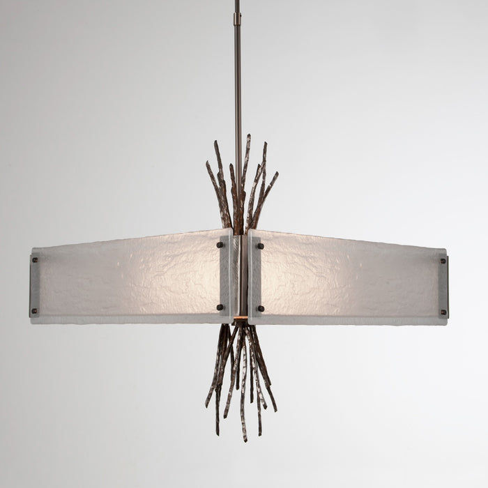 Ironwood Square Chandelier - Satin Nickel/Frosted Granite