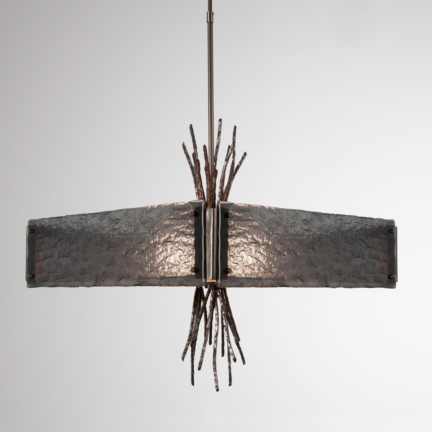 Ironwood Square Chandelier - Satin Nickel/Smoke Granite