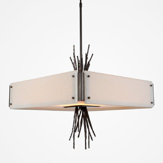 Ironwood Square Chandelier - Gunmetal/Ivory Wisp