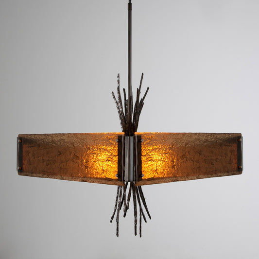 Ironwood Square Chandelier - Gunmetal/Bronze Granite