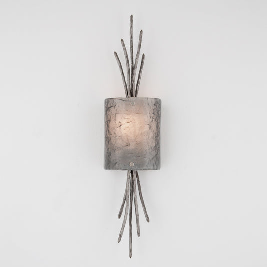 Ironwood Thistle Glass Wall Sconce - Satin Nickel/Smoke Granite