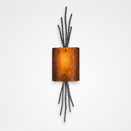 Ironwood Thistle Glass Wall Sconce - Gunmetal/Bronze Granite