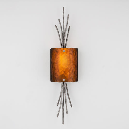 Ironwood Thistle Glass Wall Sconce - Satin Nickel/Bronze Granite