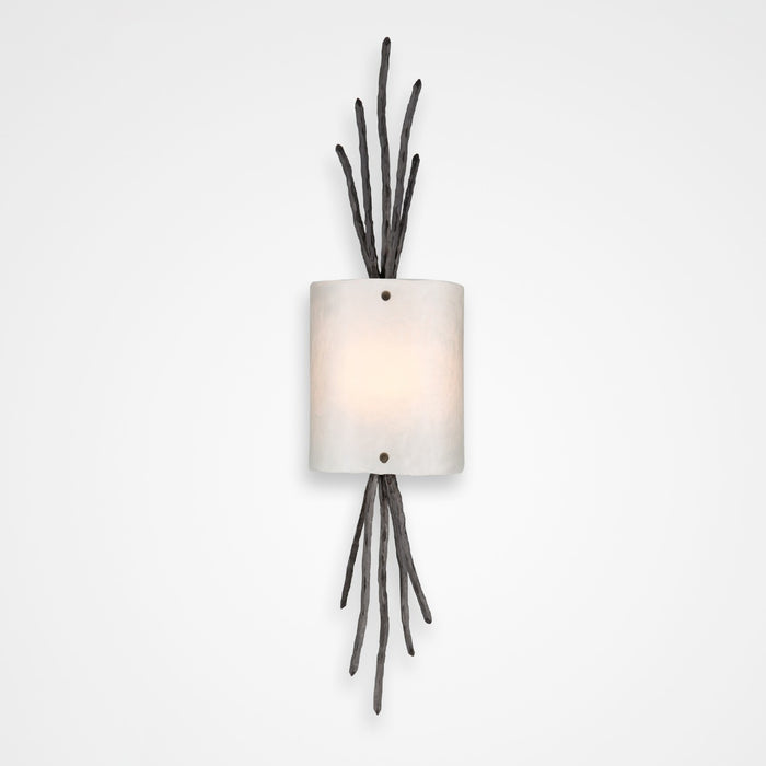 Ironwood Thistle Glass Wall Sconce - Gunmetal/Frosted Granite