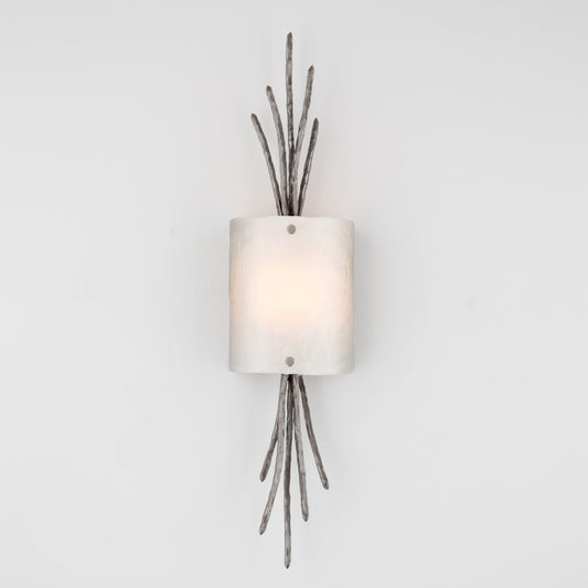 Ironwood Thistle Glass Wall Sconce - Satin Nickel/Frosted Granite