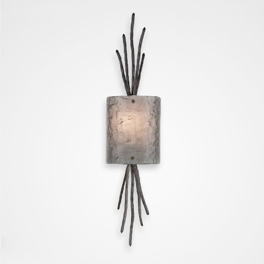 Ironwood Thistle Glass Wall Sconce - Gunmetal/Smoke Granite