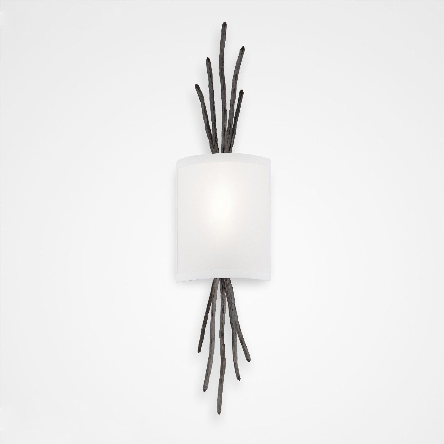 Ironwood Thistle Linen Wall Sconce - Gunmetal/Linen Shade